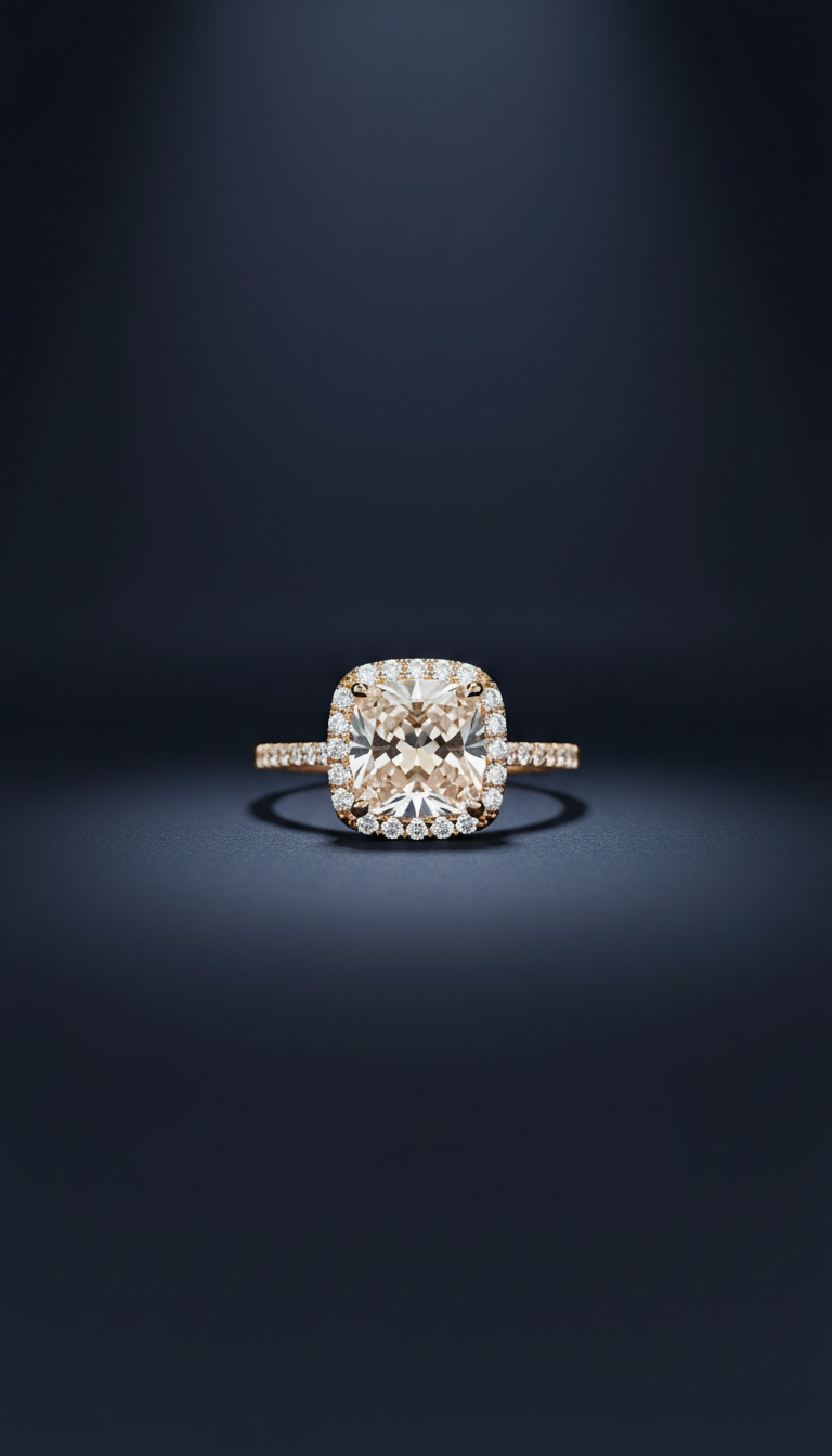 Solitaire Diamond Ring in Champagne Gold