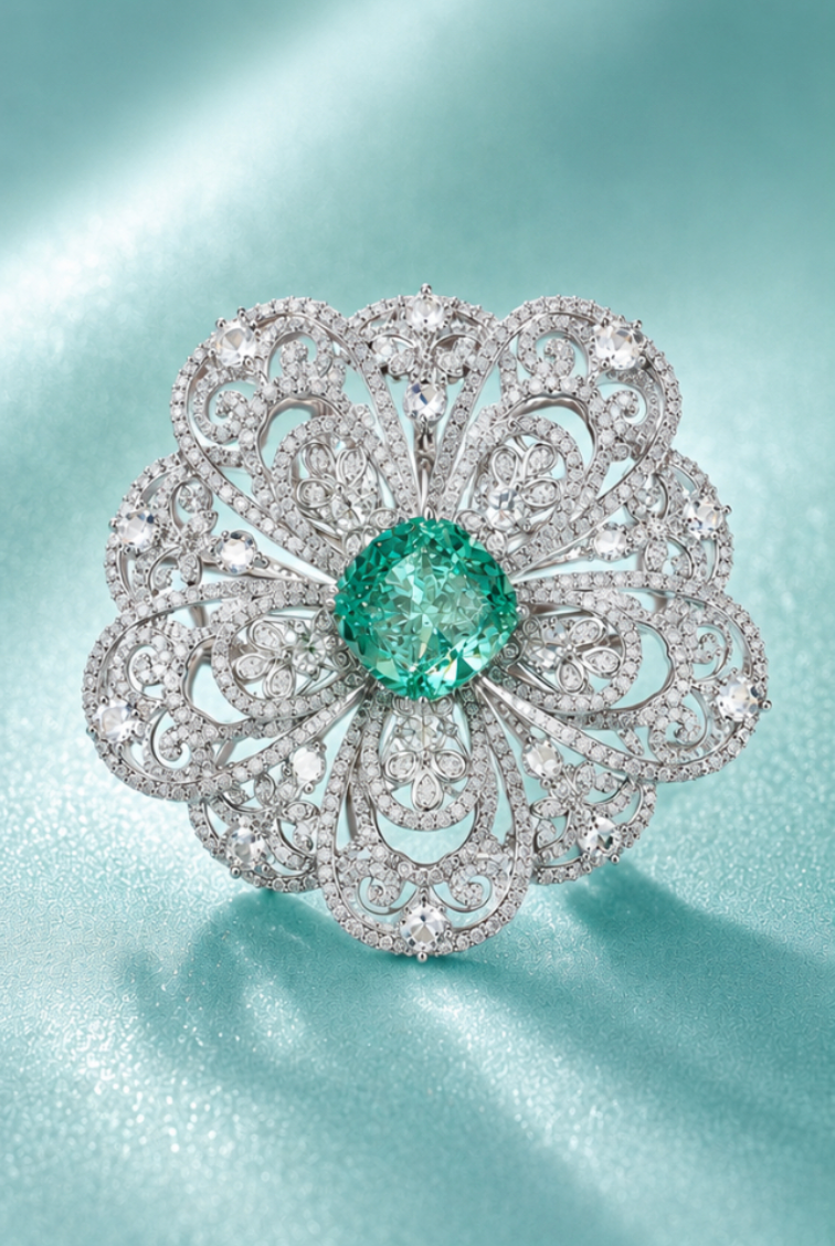 Lace Bloom Brooch — Green