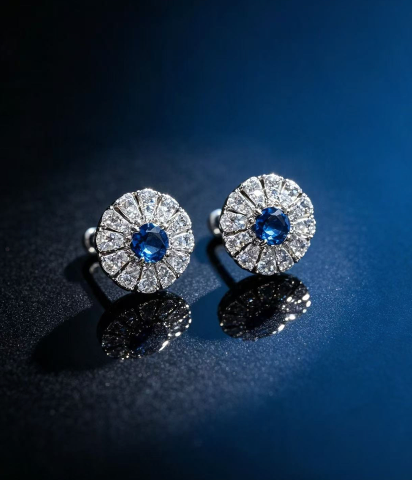 Camellia Earrings — Blue