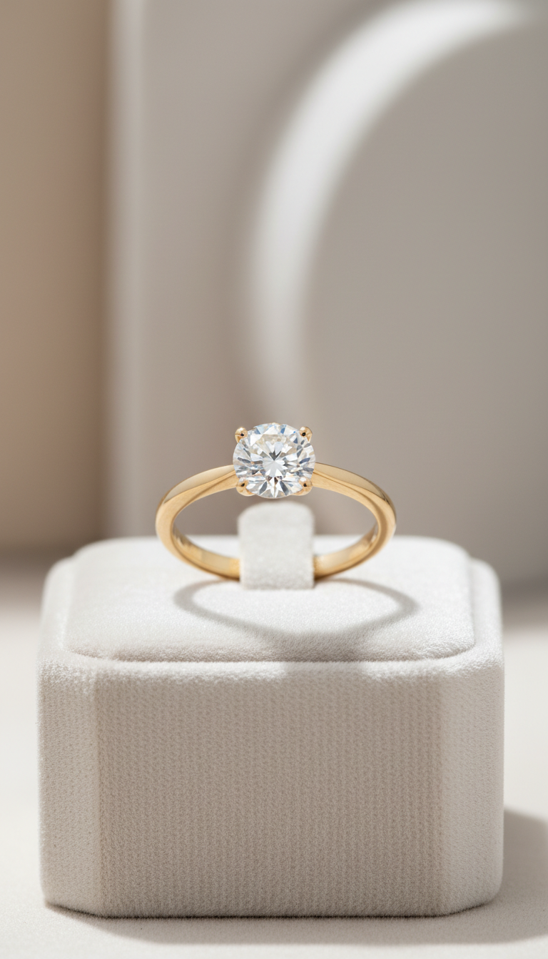 Solitaire Lab-Grown Diamond Ring in Gold
