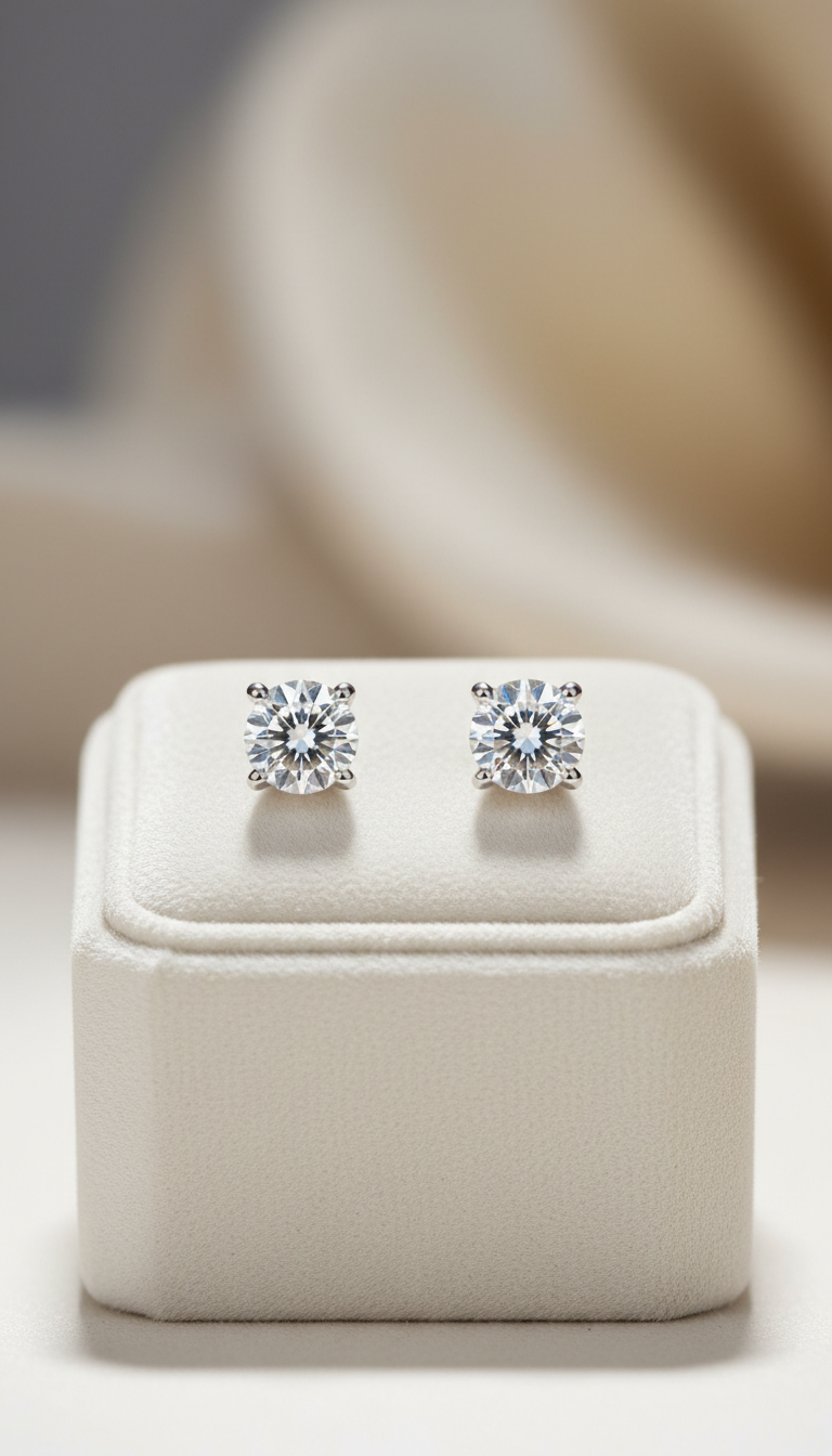 Platinum Mist Diamond Stud Earrings