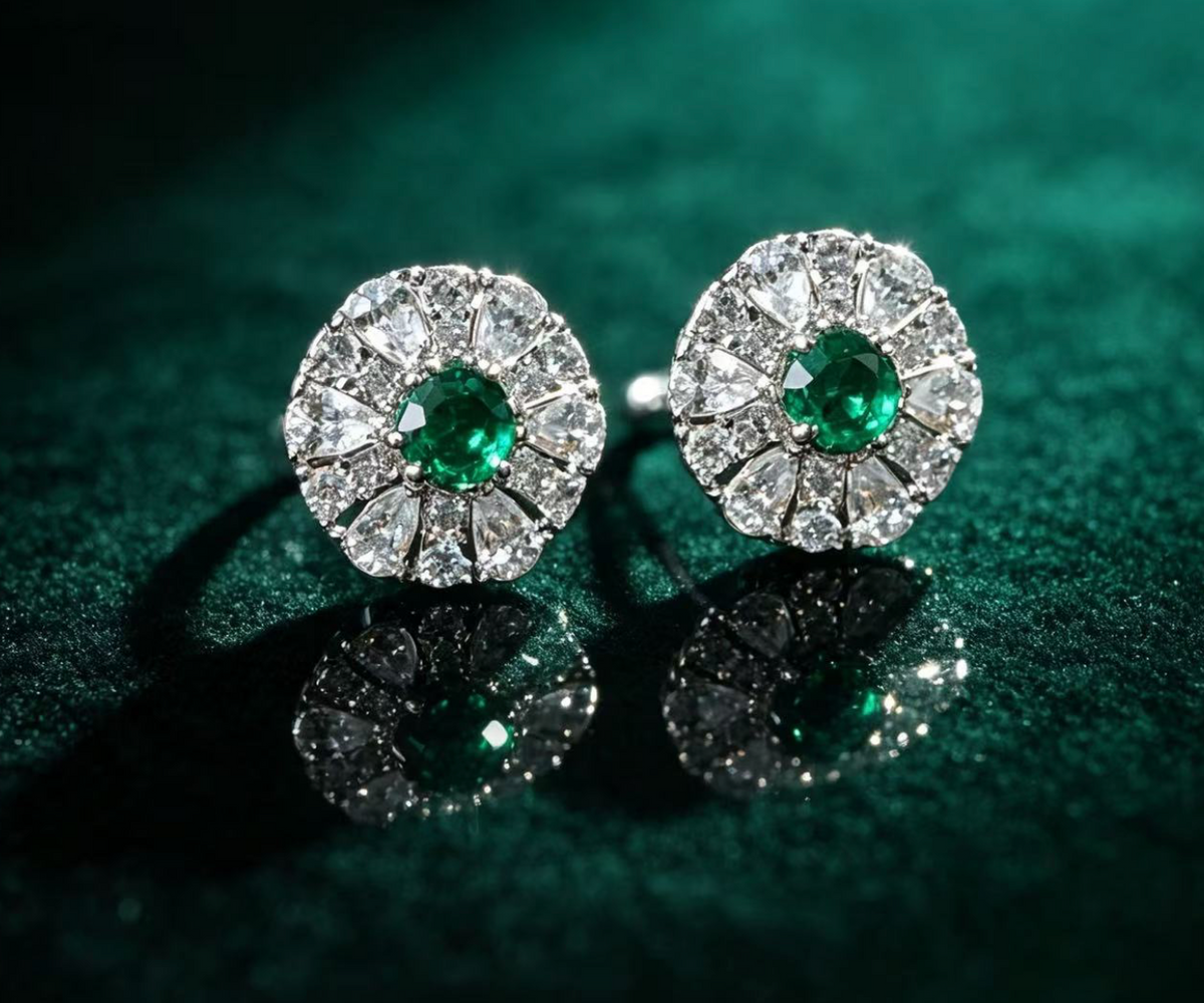 Camellia Earrings — Green