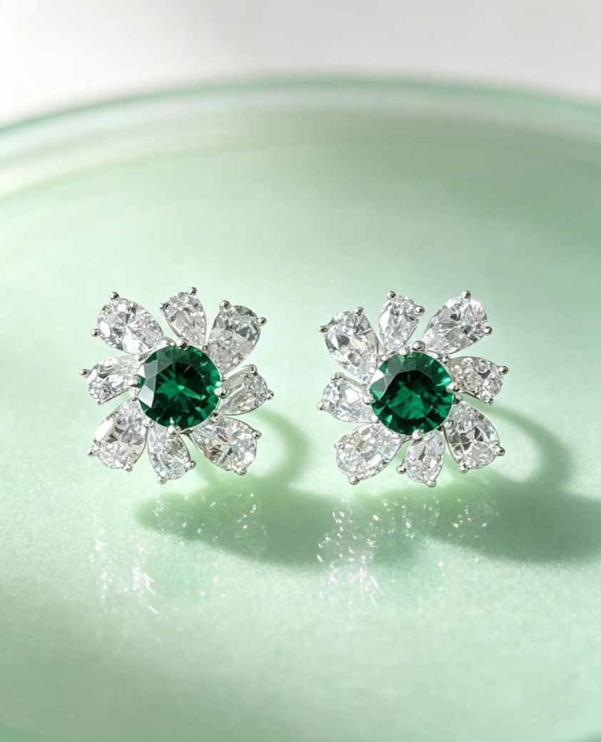 Dahlia Earrings — Green