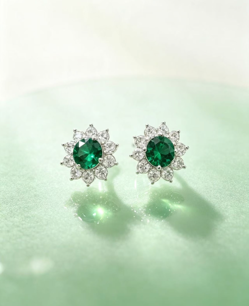 Daisy Earrings — Green