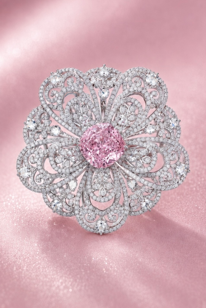 Lace Bloom Brooch — Pink