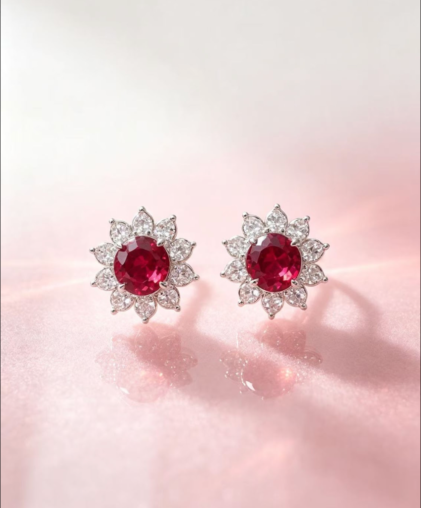 Daisy Earrings — Red